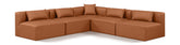 Cube - 5 Piece Modular Corner Armless Sectional - Cognac