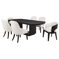 Leandro - 5 Piece Rectangular Dining Table Set - Cream / Burnished Black