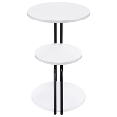 Hilly - 3-Tier Round Accent Side Table - White And Black