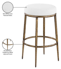 Ferro - Performance Fabric Upholstered Backless Bar Stool - Antique Brass