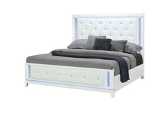 Alina - 5 Piece King Bedroom Set With LED, Cooler, Speaker And USB - White