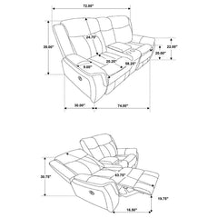 Lawrence - Upholstered Padded Arm Reclining Loveseat - Charcoal