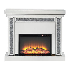 Noralie - 42" Fireplace - Mirrored & Faux Diamonds