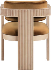 Sacha - Velvet Dining Chair With Natural Base (Set of 2) - Saddle