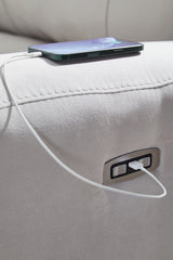 Social Pointe - Power Recliner / Adjustable Headrest - Pearl / Ash