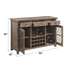 Raphaela - Server With Cup Holder & Wine Rack - Weathered Cherry