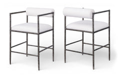 Axis - Linen Textured Cream Fabric Upholstered Counter Stool (Set of 2)