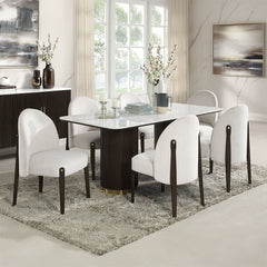 Clayten - Server - White Natural Marble Top & Espresso