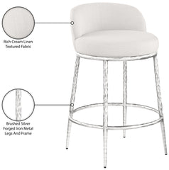 Ferro - Upholstered Counter Stool With Brushed Silver Base