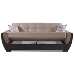 Ottomanson Armada Air - Upholstered Convertible Sofabed With Storage - Beige/Brown PU Chenille