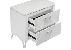 Cassia - 2-Drawer Nightstand Bedside Table - White High Gloss