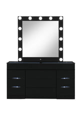 Ella - Vanity Set With Storage Stool - Black