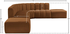 Arc - Velvet 7 Piece Corner Modular Sofa - Saddle