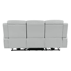 Elonzo - Power Motion Sofa With LED, Power Headrest & Speaker - Light Gray