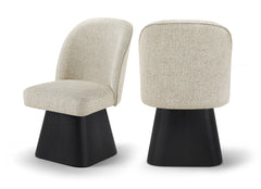 Marlowe - Linen Textured Fabric Upholstered Swivel Dining Side Chair - Stained Black