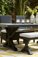 Beachcroft - Rectangular Dining Table With Umbrella Option - Black / Light Gray