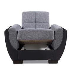 Ottomanson Armada Air - Upholstered Convertible Armchair With Storage - Gray/Black PU Polyester