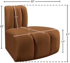 Arc - Velvet Reverse Corner Chair - Saddle