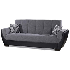 Ottomanson Armada Air - Upholstered Convertible Sofabed With Storage - Gray/Black PU Polyester