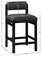 Roundhill - Fabric Counter Stool - Black Frame