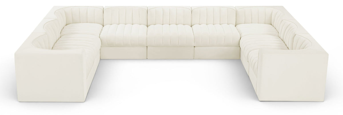 Rummi - Velvet Performance Fabric Upholstered 9 Piece Modular Sectional