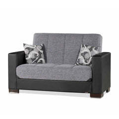 Ottomanson Armada - Upholstered Convertible Loveseat With Storage - Gray/Black PU Polyester