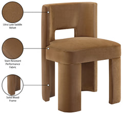 Zuno - Velvet Performance Fabric Upholstered Dining Chair (Set of 2) - Saddle