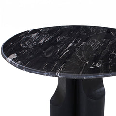 Kinton - Round Dining Table With Natural Marble Top - Black