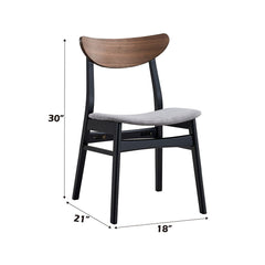 Rebi - Side Chair (Set of 2) - Gray Linen, Walnut & Black
