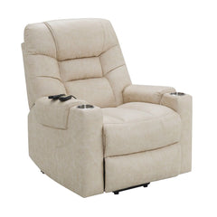 Nairi - Power Recliner With Lift & Heating & Massage - Ivory Leather Aire