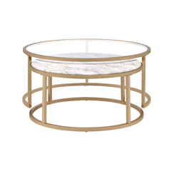 Shanish - Nesting Table Set - Faux Marble Top & Gold