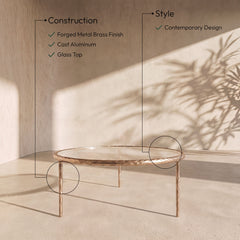 Evren - Glass Top And Aluminum Base Coffee Table