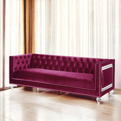 Heibero - Sofa With 2 Pillows (Same 56895) - Burgundy Velvet