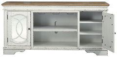 Realyn - XL TV Stand w/Fireplace Option - Chipped White