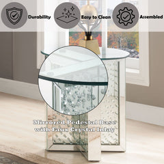 Nysa - 23" End Table - Mirrored & Faux Crystals