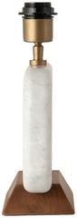 Solis - 14" Genuine Marble And Mango Wood Base With Linen Textured Fabric Shade Table Lamp