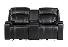 U8881 / U8880 - Leather Power Reclining Sofa / Power Console Reclining Loveseat - Black