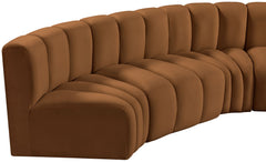 Arc - Velvet 8 Piece Curved Modular Sofa - Saddle
