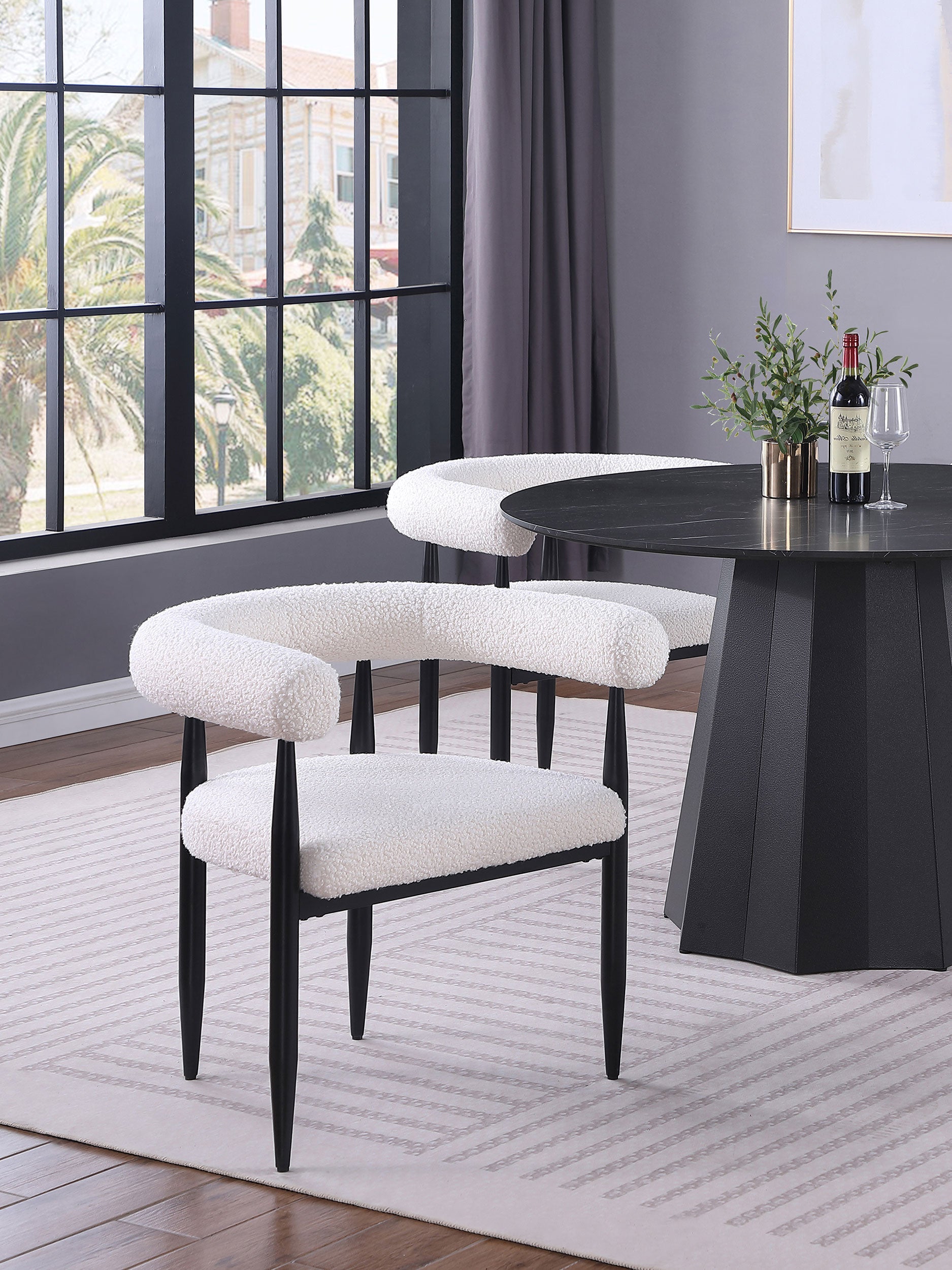 Camden Boucle Upholstered Dining Arm Chair Cream (set Of 2) - MyWaynesHome #