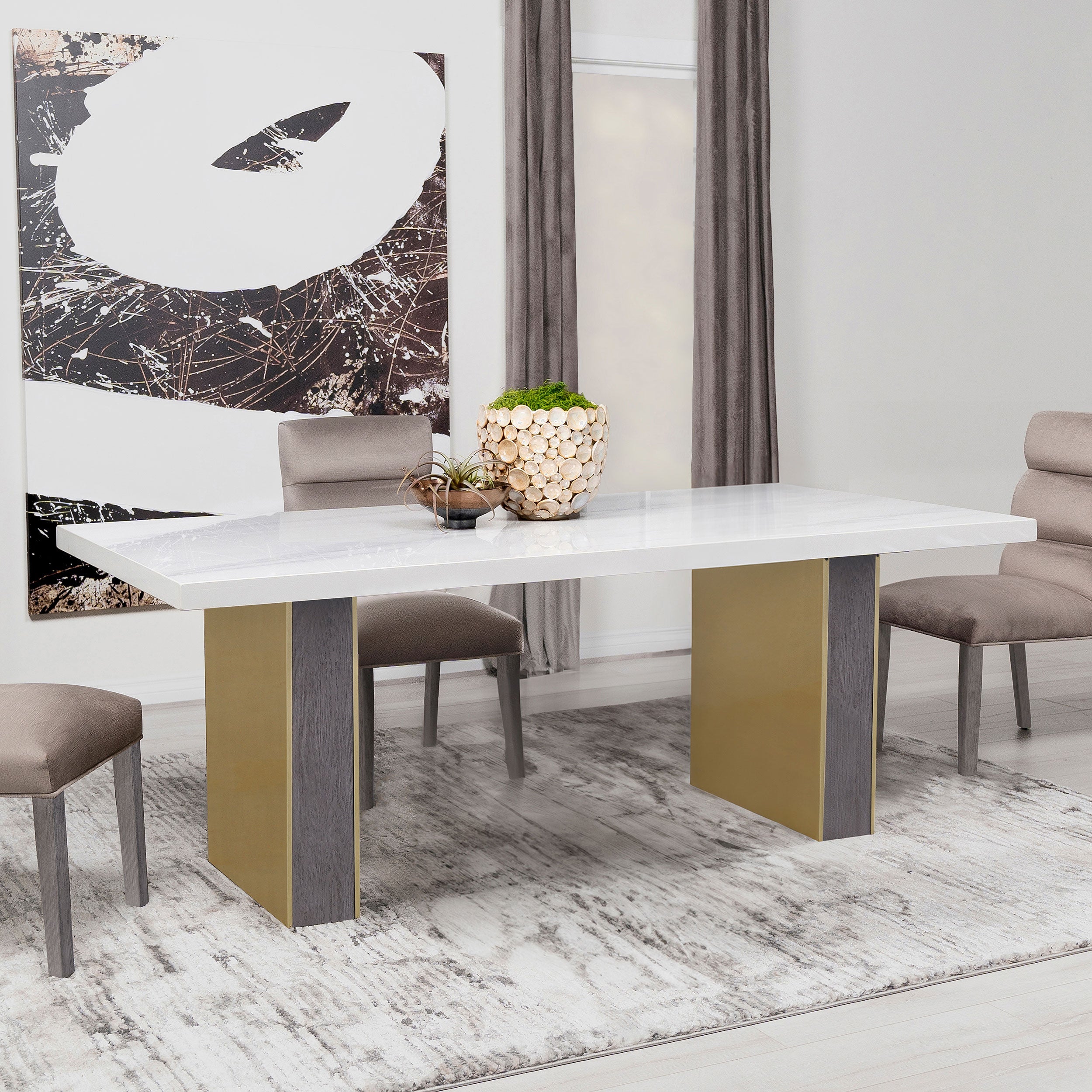 Carla 80-inch Cultured Carrara Marble Top Dining Table White - MyWaynesHome #