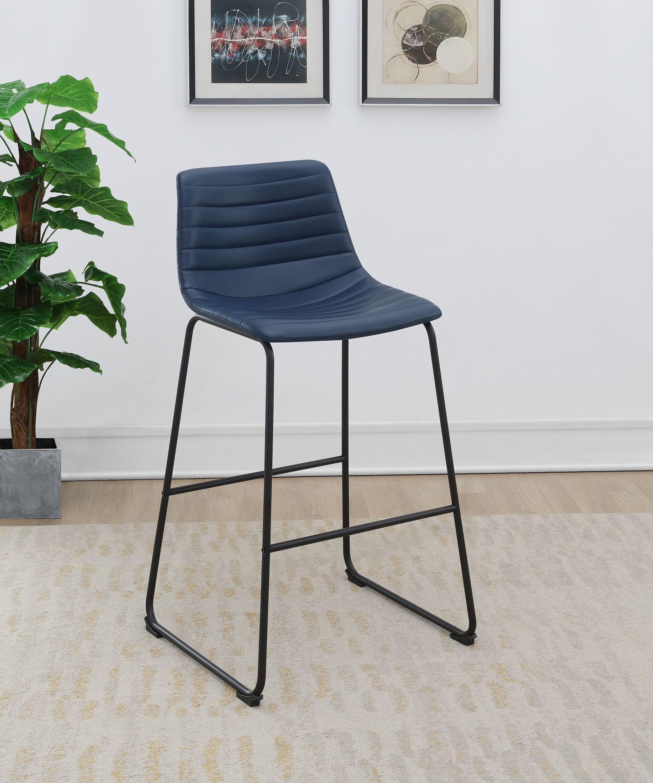 Zuni Faux Leather Upholstered Bar Chair Blue (set Of 2) - MyWaynesHome #
