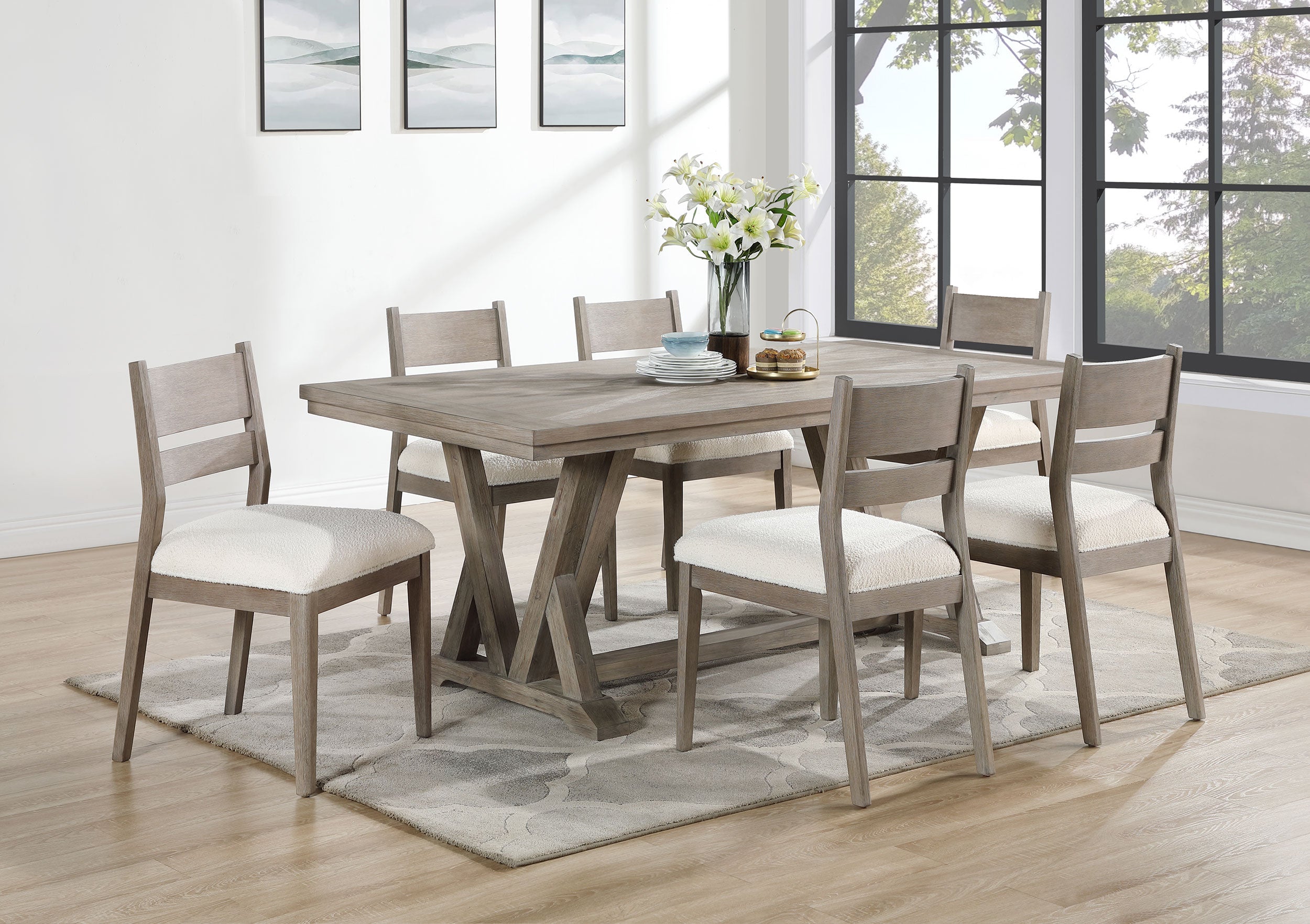 Cornelia 7-piece Rectangular Dining Table Set Coastal Grey - MyWaynesHome #
