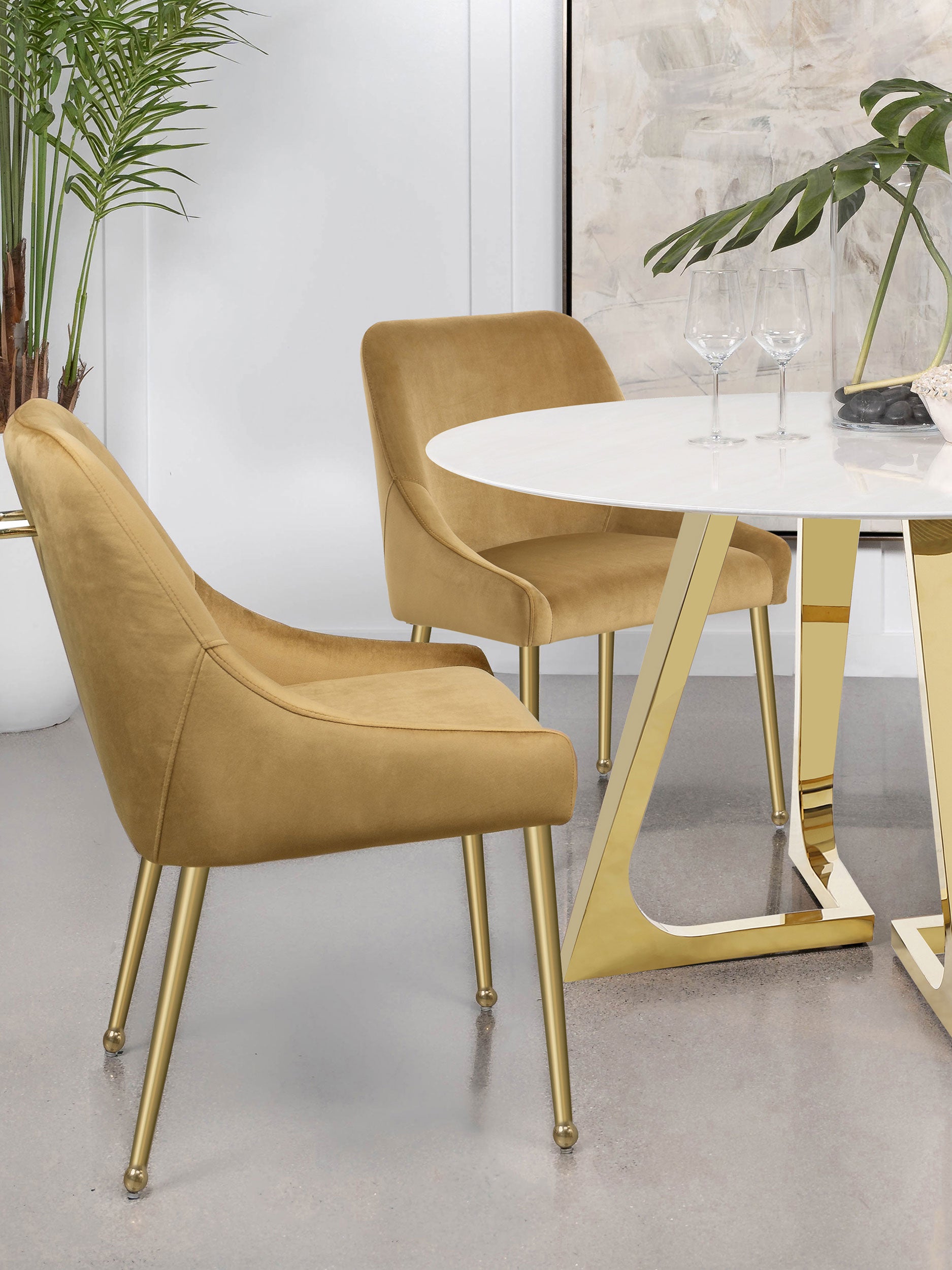 Mayette Upholstered Dining Side Chair Cognac (set Of 2) - MyWaynesHome #