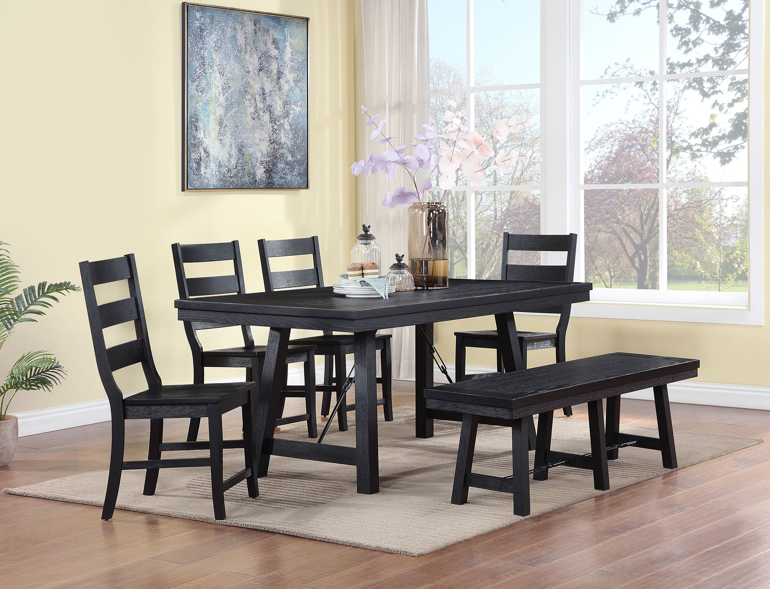 Newport Ladder Back Wood Dining Side Chair Black (set Of 2) - MyWaynesHome #