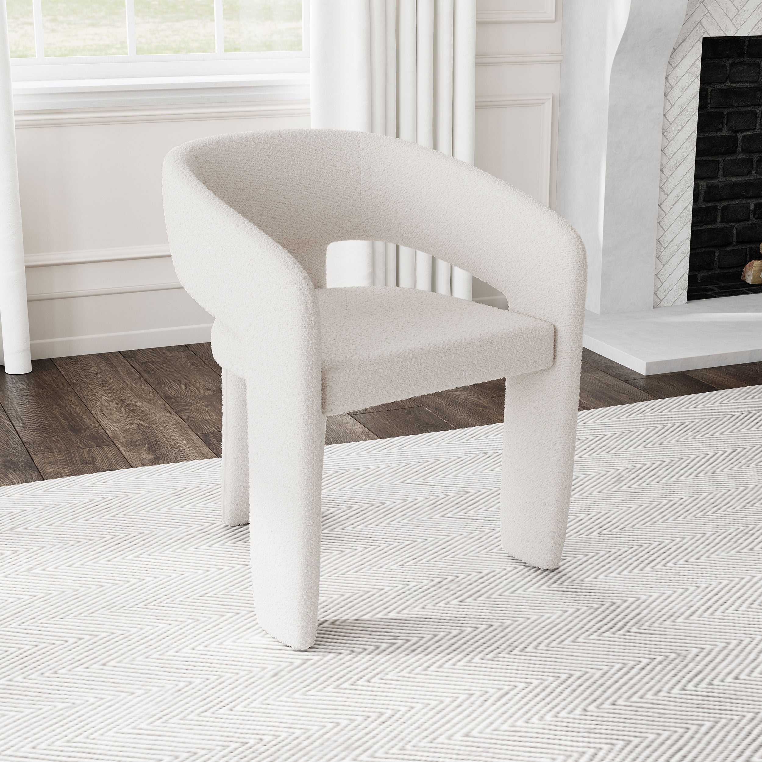Eudora Boucle Upholstered Dining Side Chair Cream - MyWaynesHome #