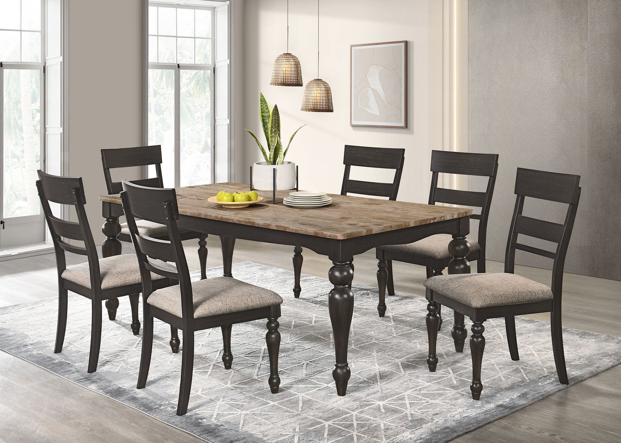 Bridget Rectangular 79-inch Dining Table Brown Brushed - MyWaynesHome #