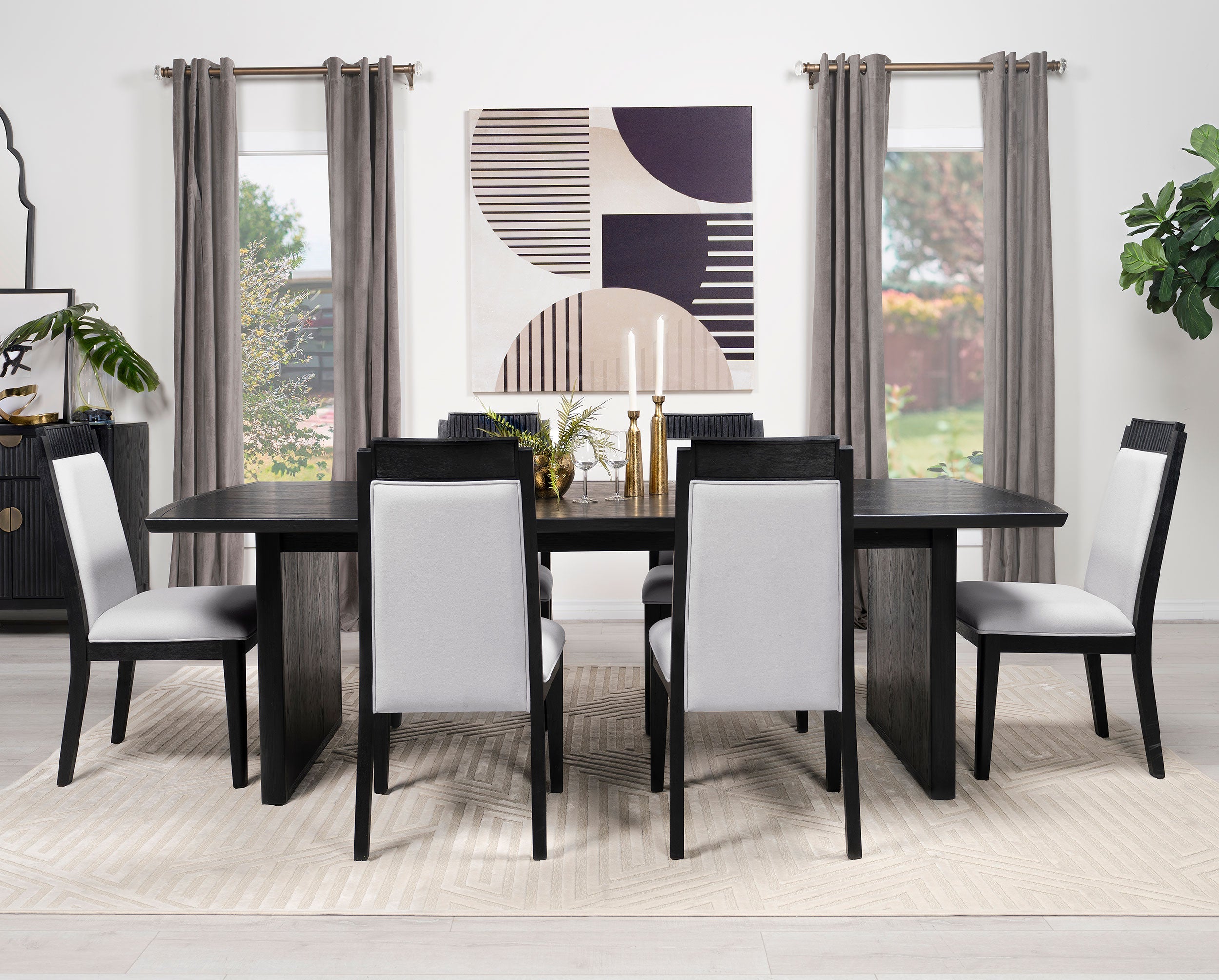 Brookmead 100-inch Extension Leaf Dining Table Black - MyWaynesHome #
