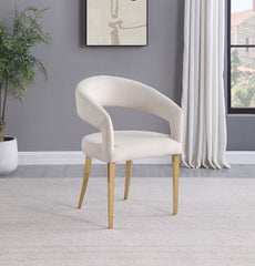 Galiano Velvet Upholstered Dining Arm Cream Beige (set Of 2) - MyWaynesHome #
