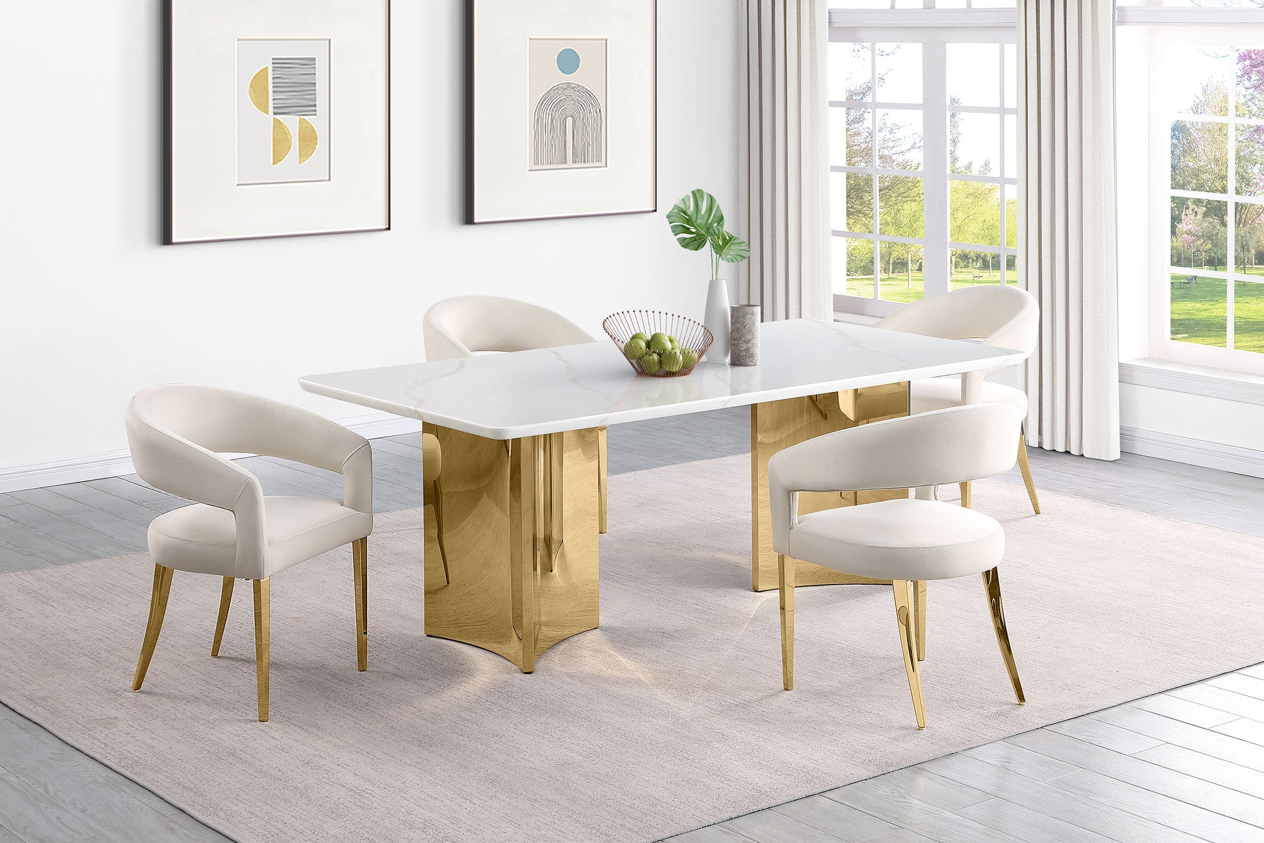 Galiano Velvet Upholstered Dining Arm Cream Beige (set Of 2) - MyWaynesHome #