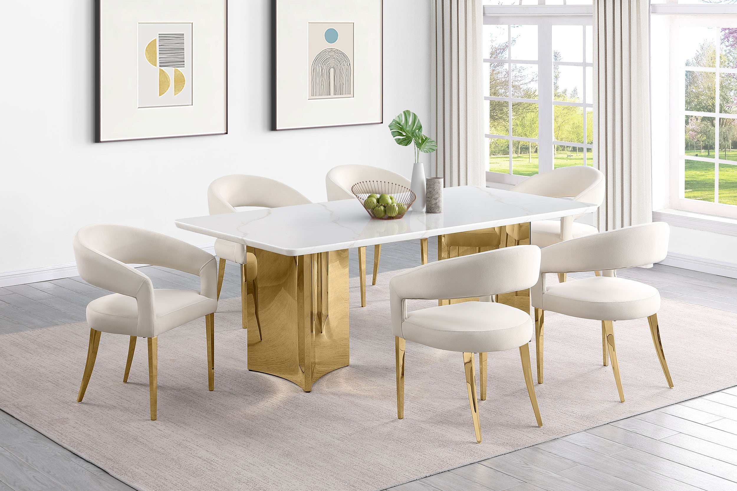 Galiano Velvet Upholstered Dining Arm Cream Beige (set Of 2) - MyWaynesHome #